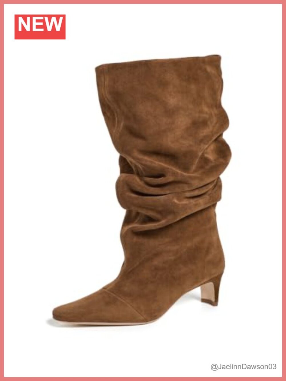 Wally Slouch Boots Kitten Heel Suede Square Toe Pull-On